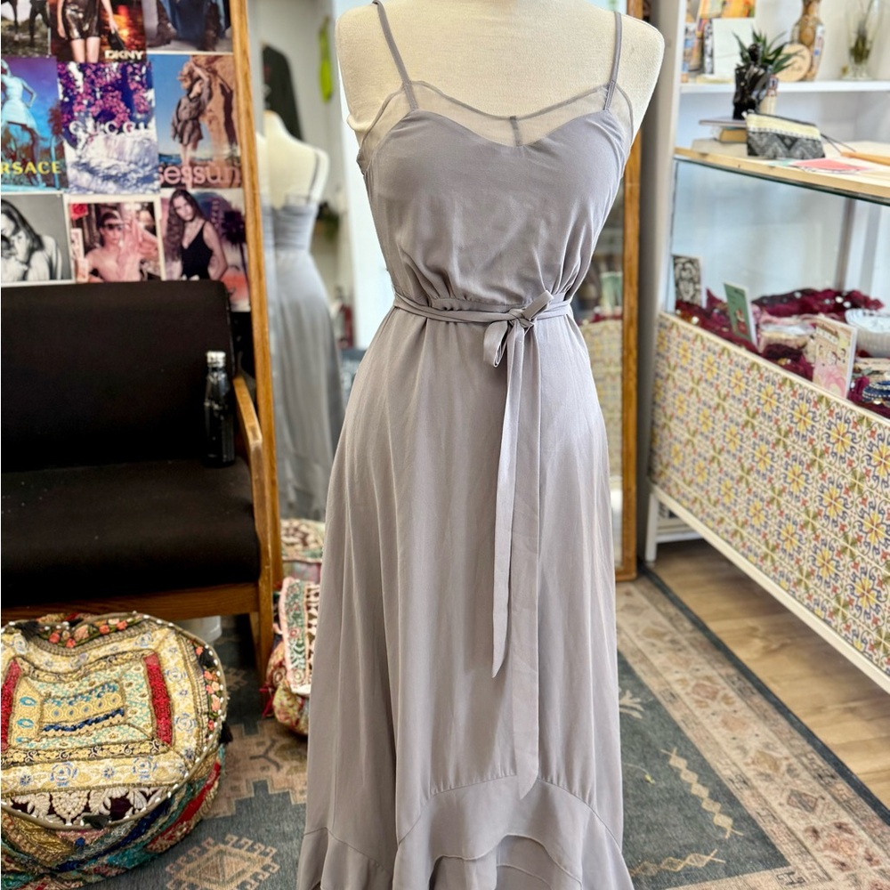 Elegant Gray Spaghetti Strap Dress
